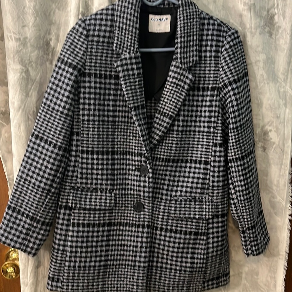 Old Navy Oversized Plaid Soft-Brushed Tweed Blazer for Women XS